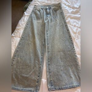 Stuffed rhinestone jeans